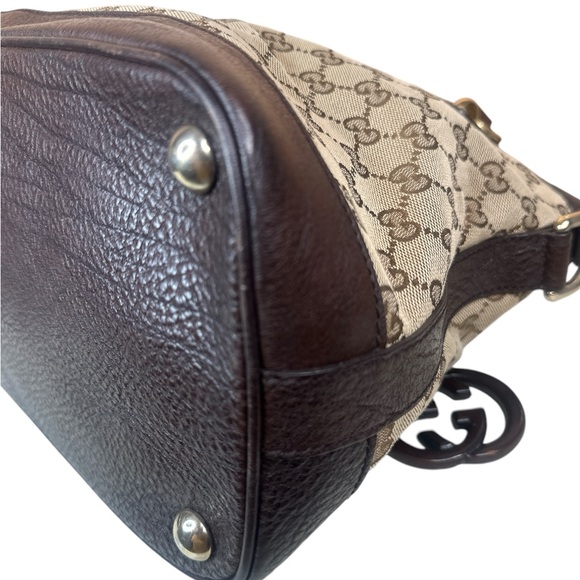 GUCCI GG canvas/leather interlocking charm bag no strap - Picture 7 of 11